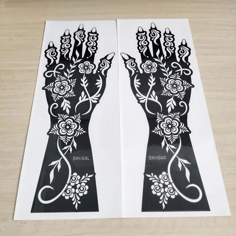 2pcs Henna Tattoo Template Handmade DIY Body Painting Stencil Flower 🖌️ 2er-Set Henna-Schablonen – Blütendesign für stilvolle Körperkunst