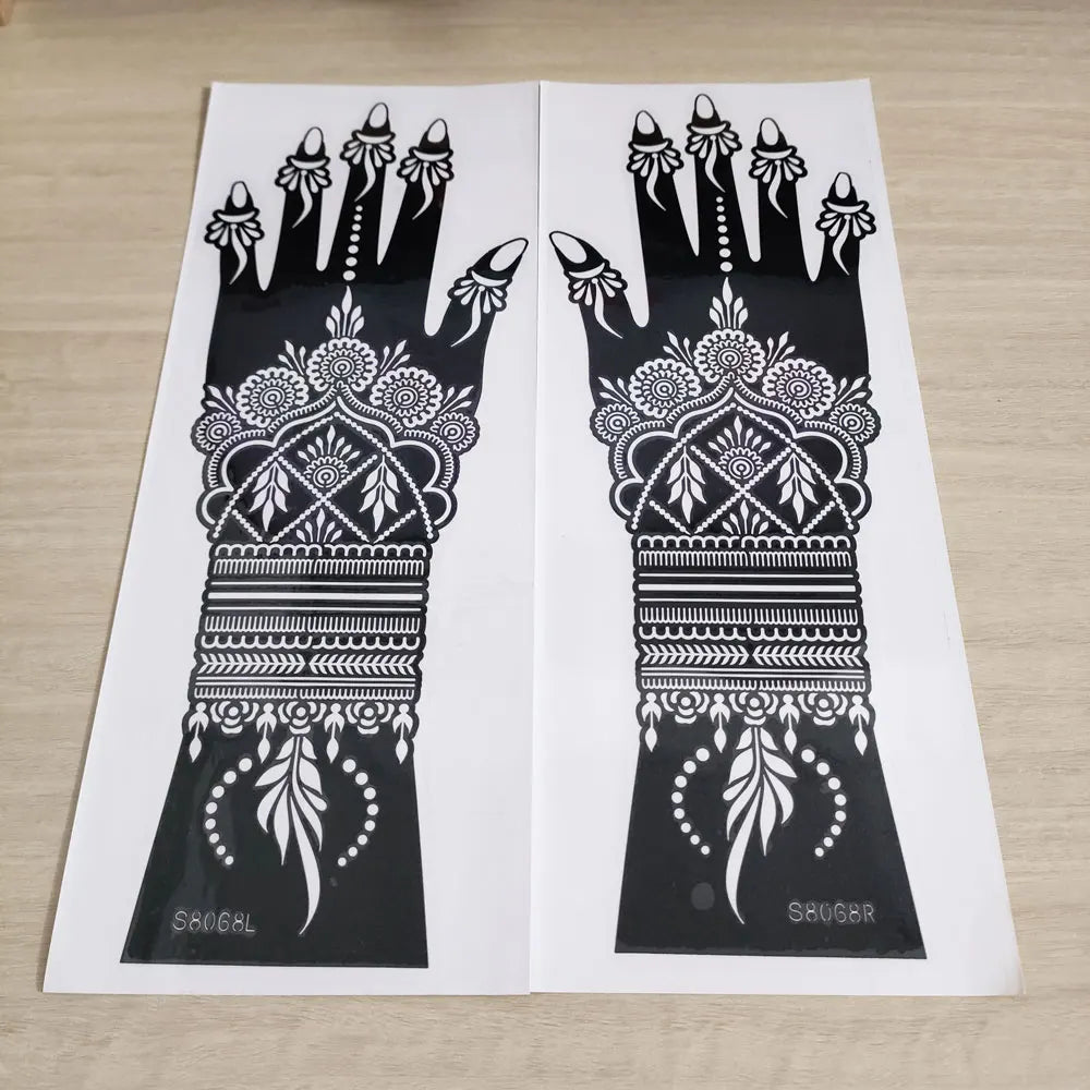 2pcs Henna Tattoo Template Handmade DIY Body Painting Stencil Flower 🖌️ 2er-Set Henna-Schablonen – Blütendesign für stilvolle Körperkunst