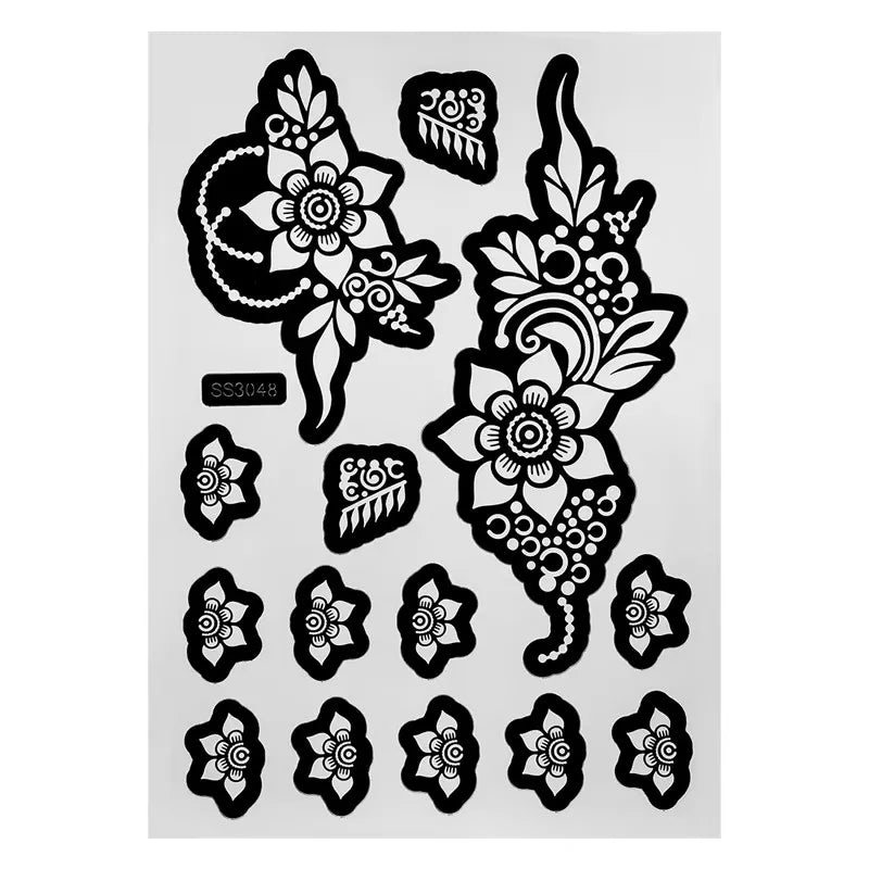 Flower Henna Tattoo Schablone – Hand & Körper Schablone für Frauen | Ideal für Festivals, Hochzeiten & Körperkunst