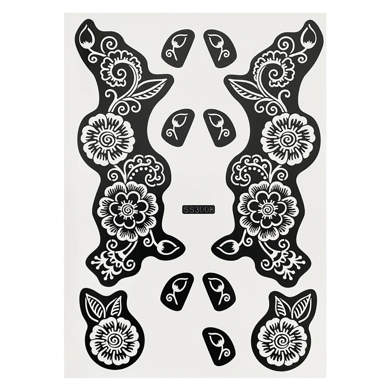Flower Henna Tattoo Schablone – Hand & Körper Schablone für Frauen | Ideal für Festivals, Hochzeiten & Körperkunst