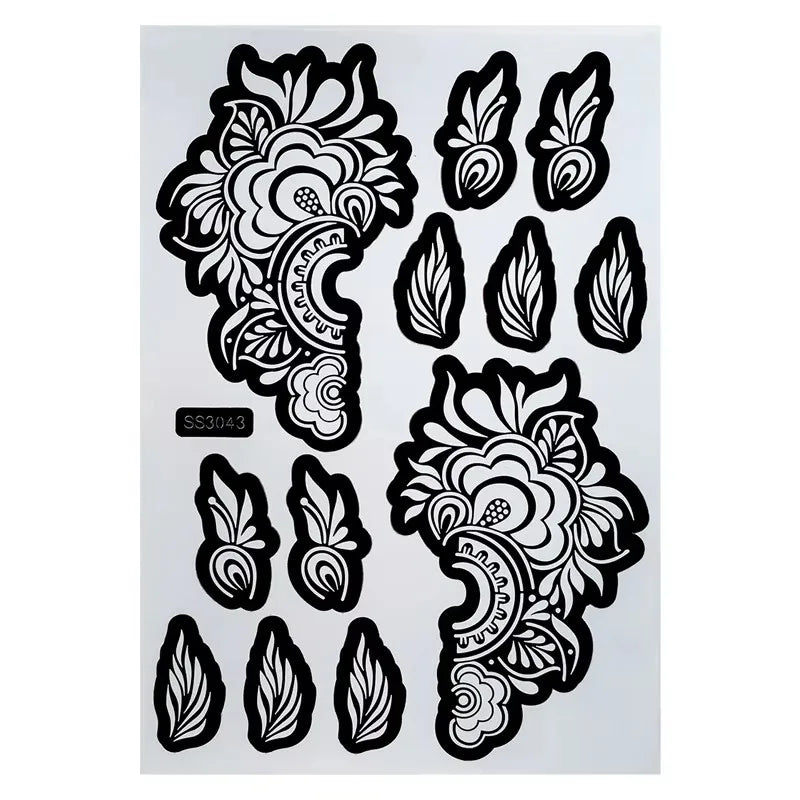 Flower Henna Tattoo Schablone – Hand & Körper Schablone für Frauen | Ideal für Festivals, Hochzeiten & Körperkunst