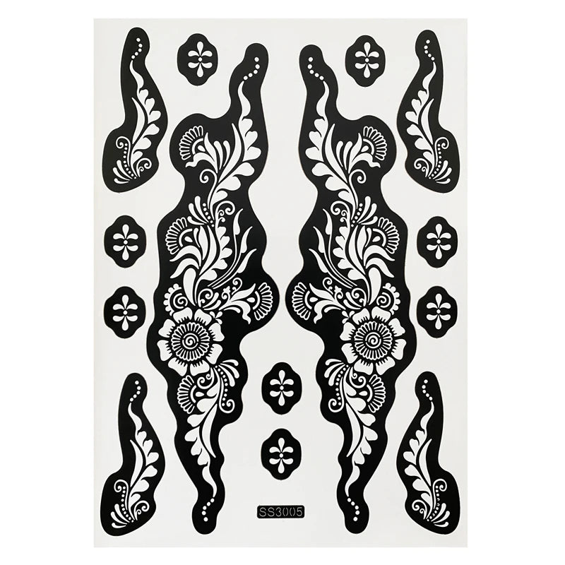 Flower Henna Tattoo Schablone – Hand & Körper Schablone für Frauen | Ideal für Festivals, Hochzeiten & Körperkunst