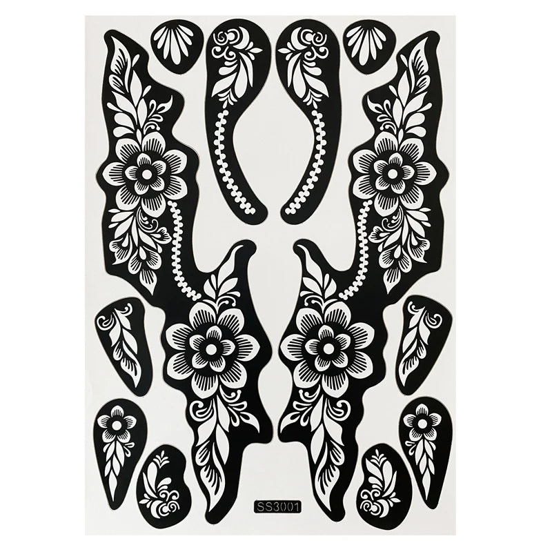 Flower Henna Tattoo Schablone – Hand & Körper Schablone für Frauen | Ideal für Festivals, Hochzeiten & Körperkunst