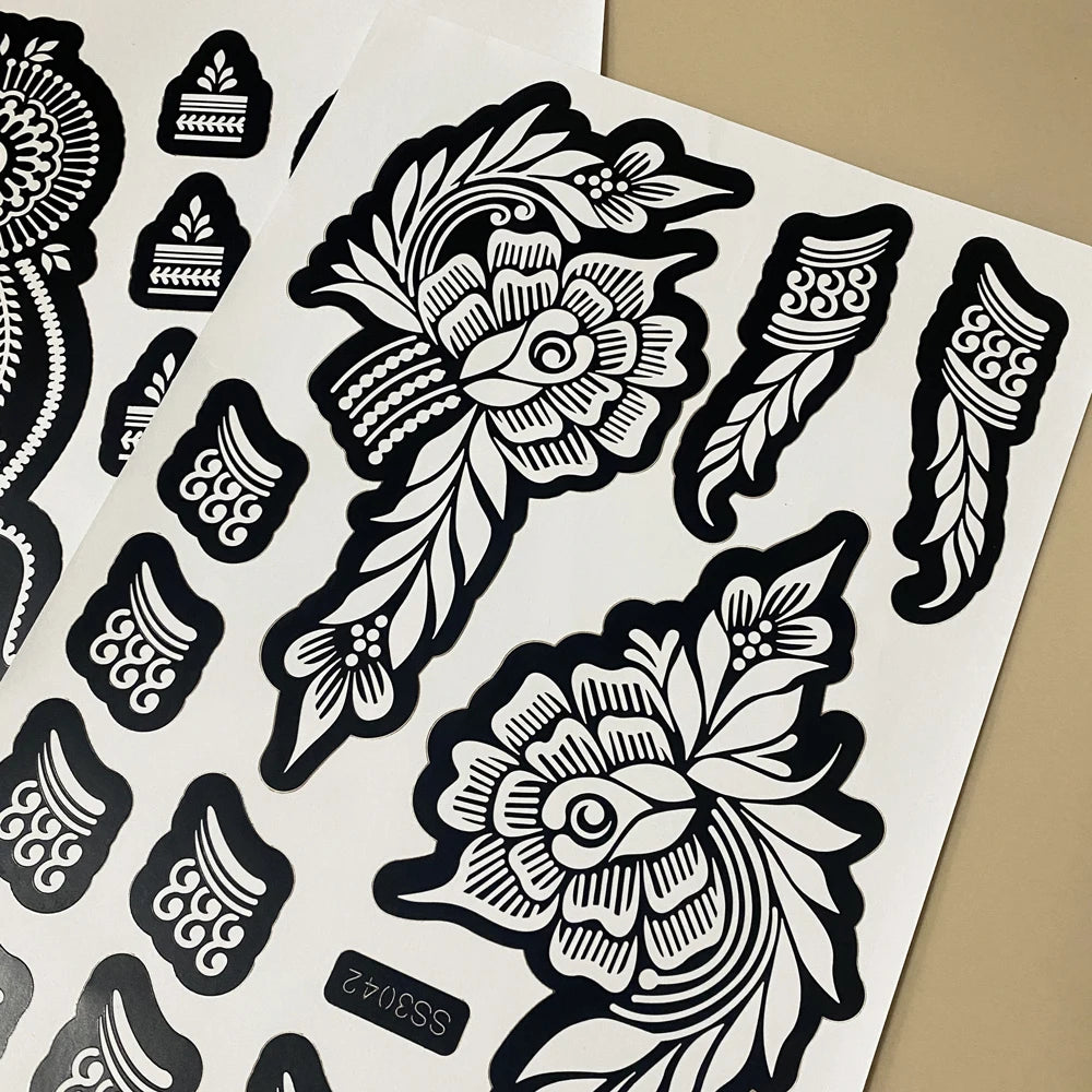 Flower Henna Tattoo Schablone – Hand & Körper Schablone für Frauen | Ideal für Festivals, Hochzeiten & Körperkunst