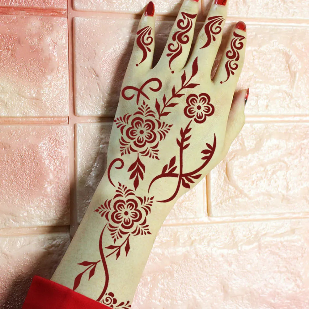2pcs Henna Tattoo Template Handmade DIY Body Painting Stencil Flower 🖌️ 2er-Set Henna-Schablonen – Blütendesign für stilvolle Körperkunst