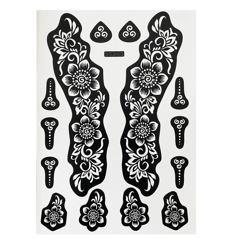 Flower Henna Tattoo Schablone – Hand & Körper Schablone für Frauen | Ideal für Festivals, Hochzeiten & Körperkunst