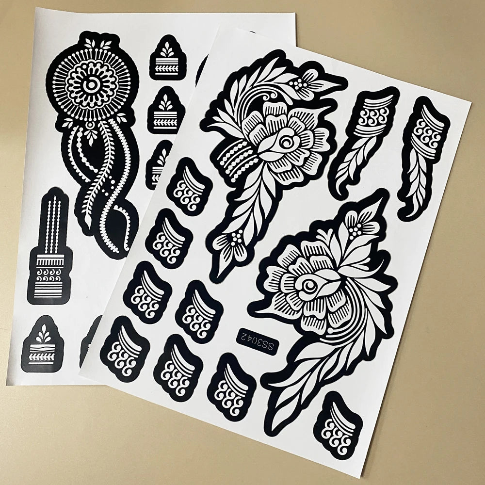 Flower Henna Tattoo Schablone – Hand & Körper Schablone für Frauen | Ideal für Festivals, Hochzeiten & Körperkunst