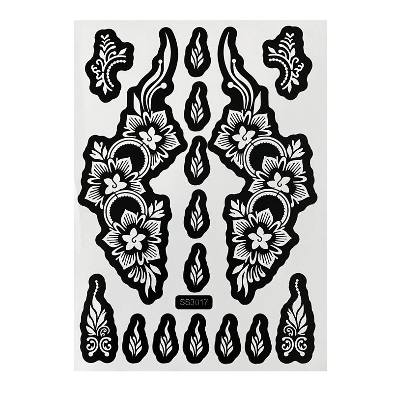 Flower Henna Tattoo Schablone – Hand & Körper Schablone für Frauen | Ideal für Festivals, Hochzeiten & Körperkunst