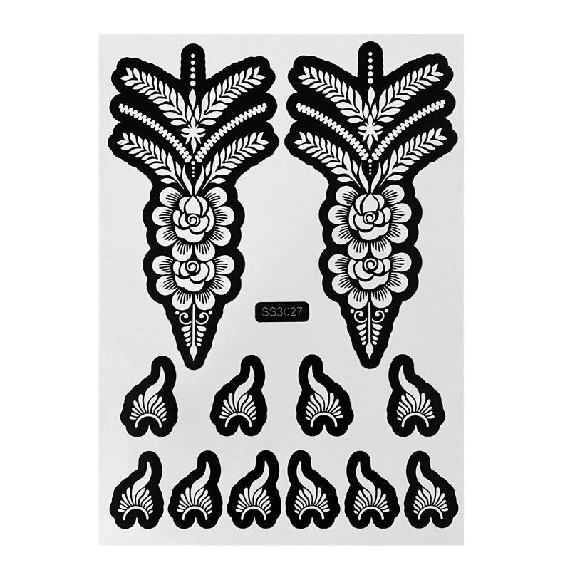 Flower Henna Tattoo Schablone – Hand & Körper Schablone für Frauen | Ideal für Festivals, Hochzeiten & Körperkunst