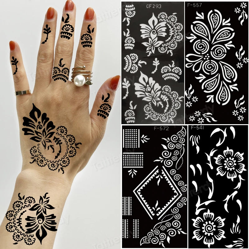 Henna Tattoo Schablone – Wiederverwendbar für temporäre Hand-Tattoos