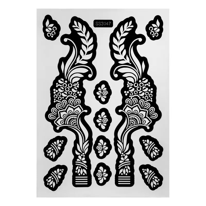 Flower Henna Tattoo Schablone – Hand & Körper Schablone für Frauen | Ideal für Festivals, Hochzeiten & Körperkunst