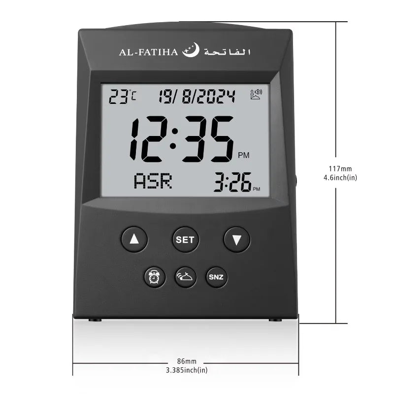 Layali – Digitale Azan Tischuhr mit LED-Display und weltweitem Gebetszeiten-Reminder