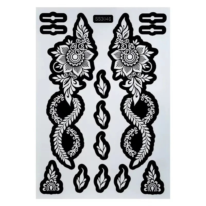 Flower Henna Tattoo Schablone – Hand & Körper Schablone für Frauen | Ideal für Festivals, Hochzeiten & Körperkunst