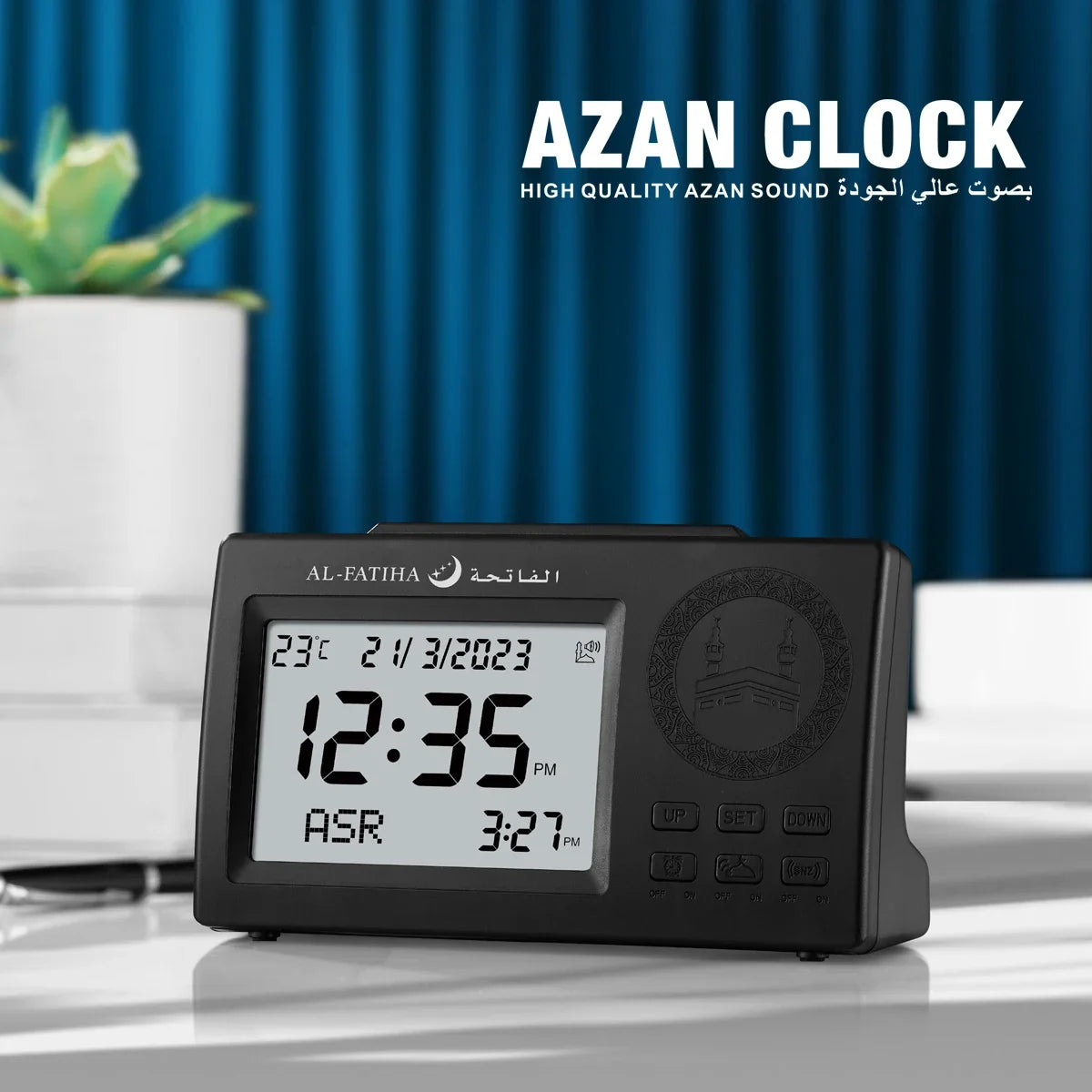 Digital LED Azan Uhr – Islamische Gebetsuhr mit Adhan, Hijri-Kalender & Alarm | Stilvolle Wanduhr für Zuhause & Moschee