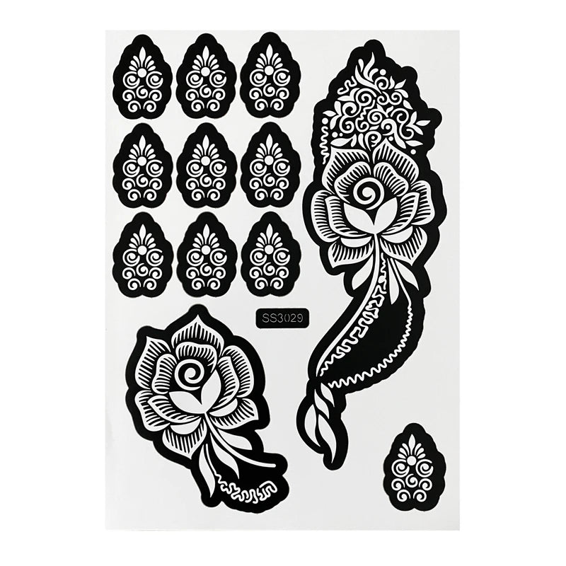 Flower Henna Tattoo Schablone – Hand & Körper Schablone für Frauen | Ideal für Festivals, Hochzeiten & Körperkunst