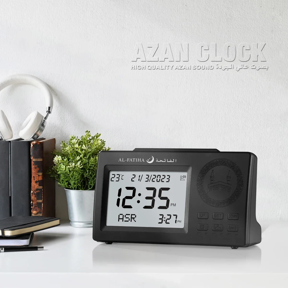 Digital LED Azan Uhr – Islamische Gebetsuhr mit Adhan, Hijri-Kalender & Alarm | Stilvolle Wanduhr für Zuhause & Moschee