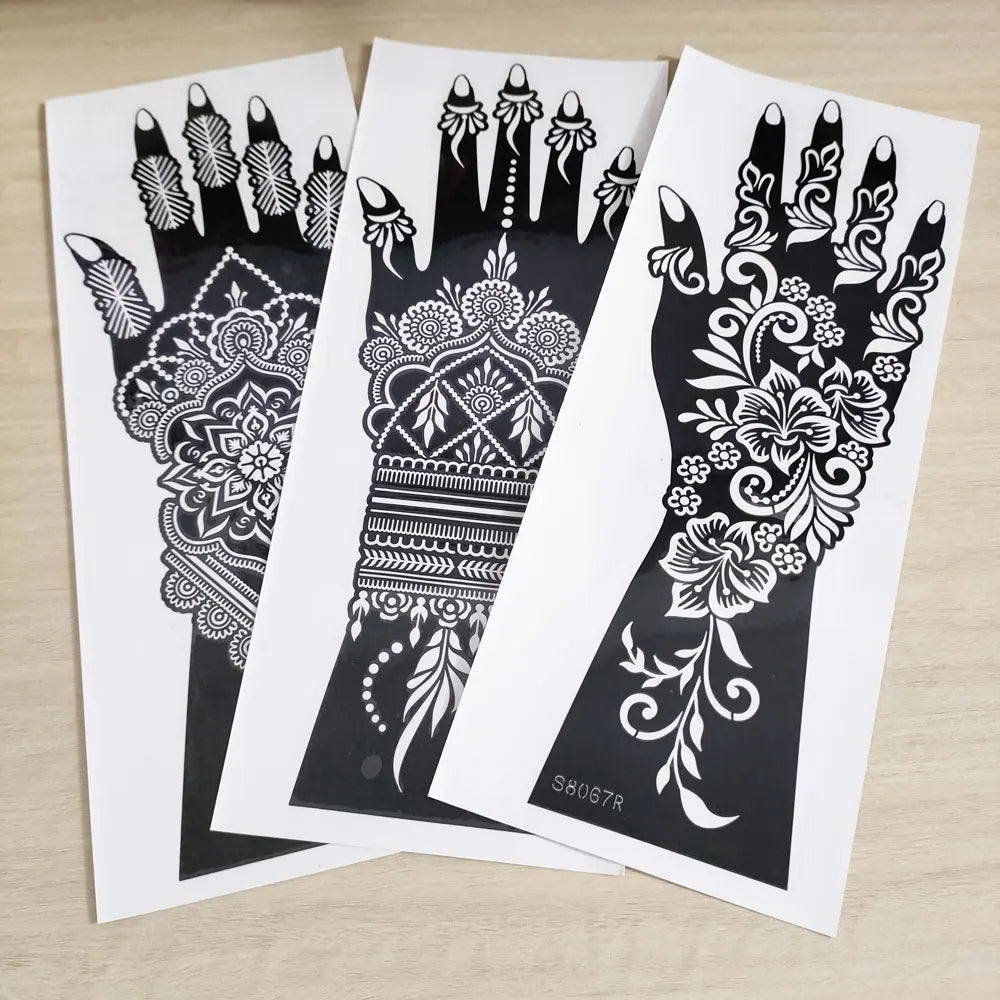 2pcs Henna Tattoo Template Handmade DIY Body Painting Stencil Flower 🖌️ 2er-Set Henna-Schablonen – Blütendesign für stilvolle Körperkunst