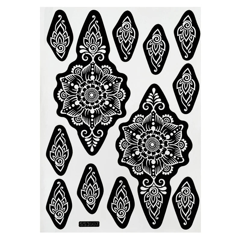Flower Henna Tattoo Schablone – Hand & Körper Schablone für Frauen | Ideal für Festivals, Hochzeiten & Körperkunst