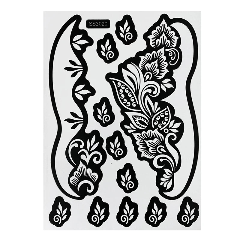 Flower Henna Tattoo Schablone – Hand & Körper Schablone für Frauen | Ideal für Festivals, Hochzeiten & Körperkunst