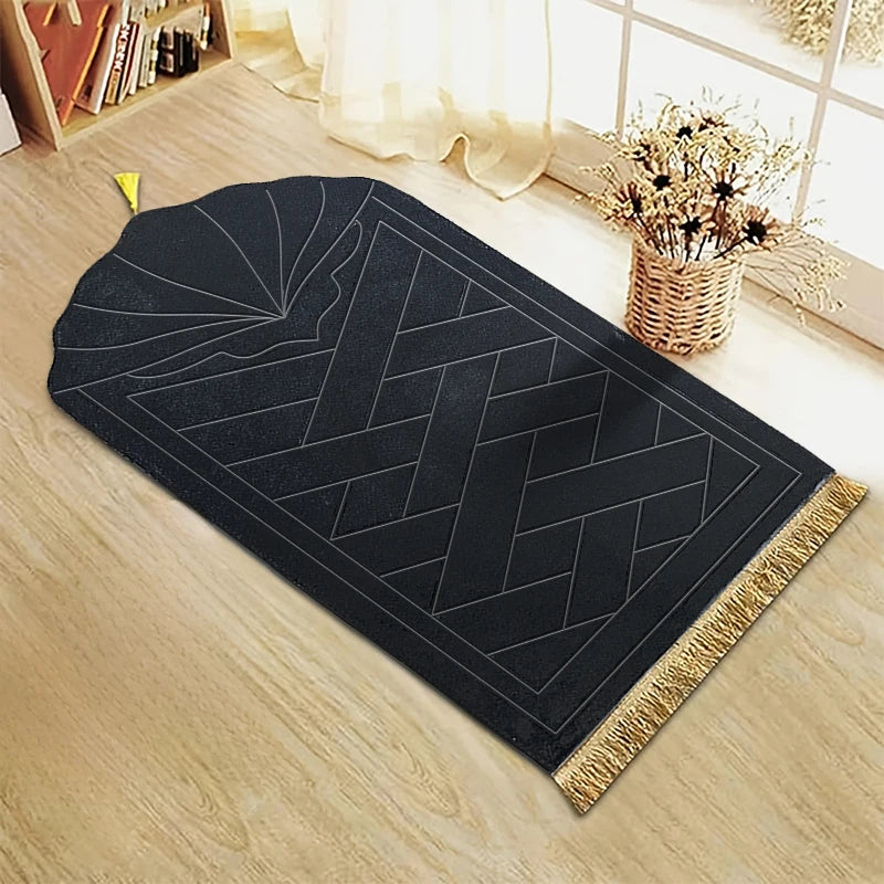 🕌 Layali Thickened Sponge Prayer Mat mit Fransen – Weich, Leicht & Vielseitig 🧳✨