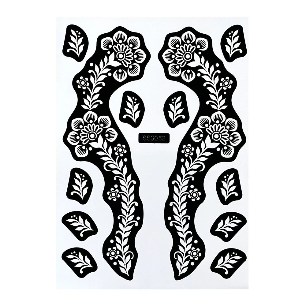 Flower Henna Tattoo Schablone – Hand & Körper Schablone für Frauen | Ideal für Festivals, Hochzeiten & Körperkunst