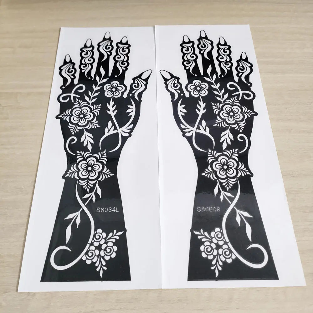 2pcs Henna Tattoo Template Handmade DIY Body Painting Stencil Flower 🖌️ 2er-Set Henna-Schablonen – Blütendesign für stilvolle Körperkunst