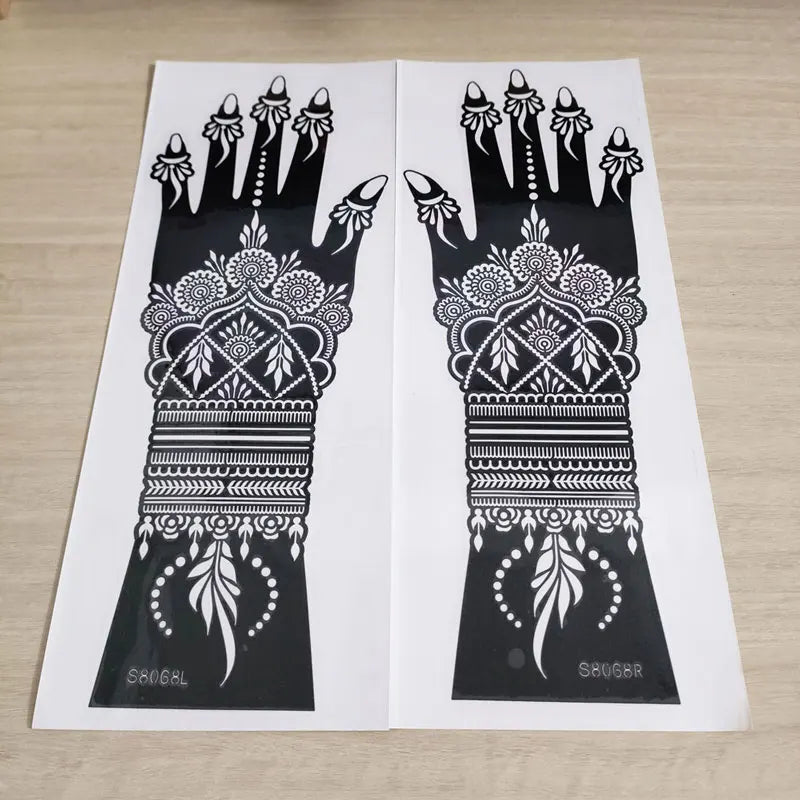 2pcs Henna Tattoo Template Handmade DIY Body Painting Stencil Flower 🖌️ 2er-Set Henna-Schablonen – Blütendesign für stilvolle Körperkunst