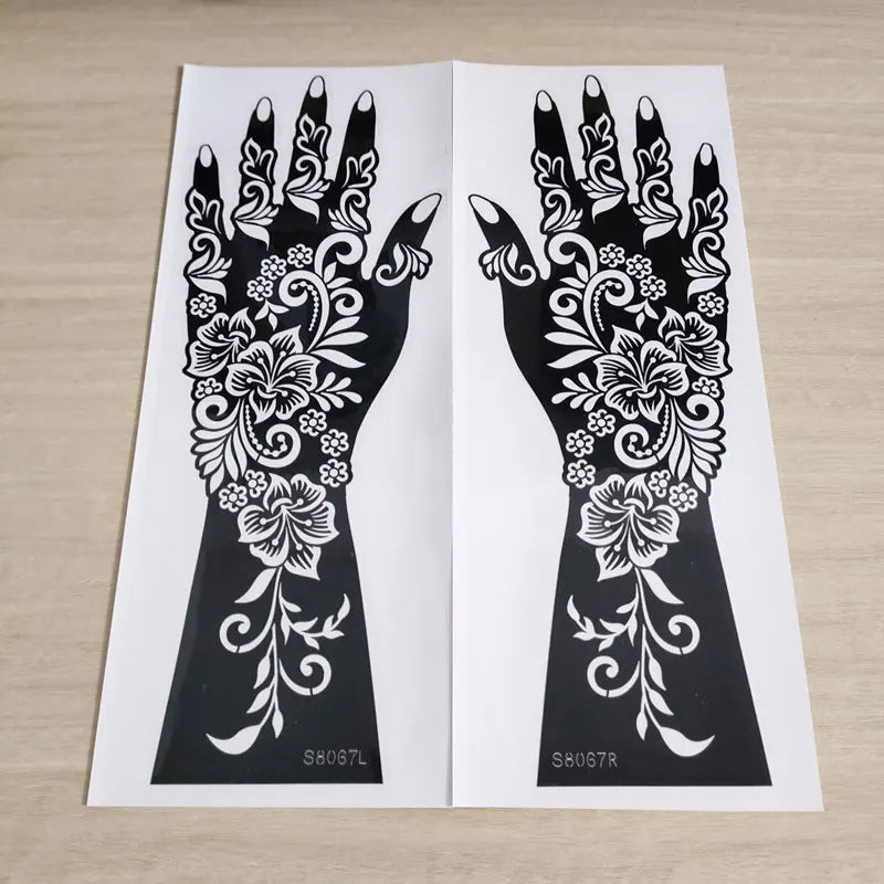 2pcs Henna Tattoo Template Handmade DIY Body Painting Stencil Flower 🖌️ 2er-Set Henna-Schablonen – Blütendesign für stilvolle Körperkunst