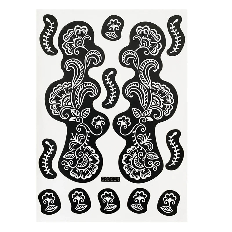 Flower Henna Tattoo Schablone – Hand & Körper Schablone für Frauen | Ideal für Festivals, Hochzeiten & Körperkunst