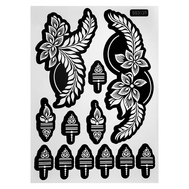 Flower Henna Tattoo Schablone – Hand & Körper Schablone für Frauen | Ideal für Festivals, Hochzeiten & Körperkunst