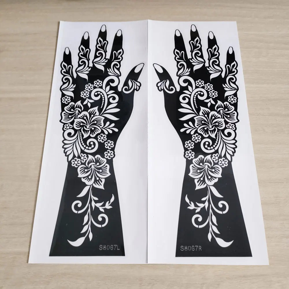 2pcs Henna Tattoo Template Handmade DIY Body Painting Stencil Flower 🖌️ 2er-Set Henna-Schablonen – Blütendesign für stilvolle Körperkunst