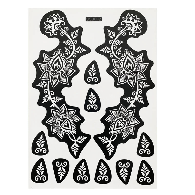 Flower Henna Tattoo Schablone – Hand & Körper Schablone für Frauen | Ideal für Festivals, Hochzeiten & Körperkunst