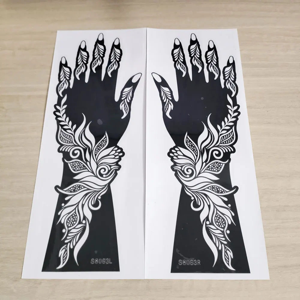 2pcs Henna Tattoo Template Handmade DIY Body Painting Stencil Flower 🖌️ 2er-Set Henna-Schablonen – Blütendesign für stilvolle Körperkunst