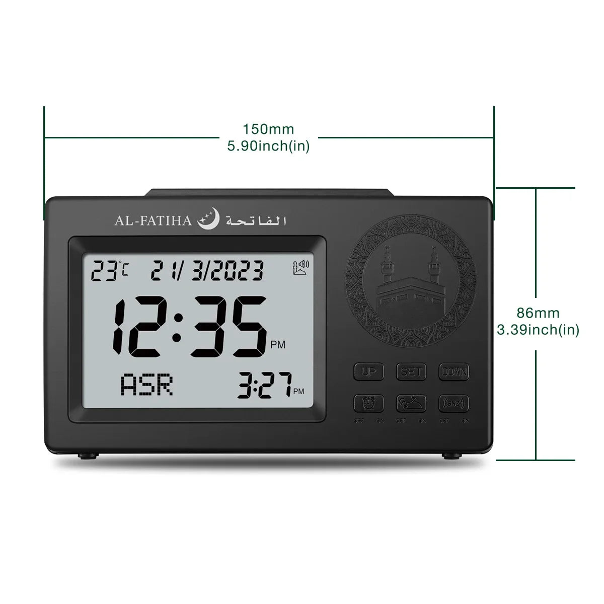Digital LED Azan Uhr – Islamische Gebetsuhr mit Adhan, Hijri-Kalender & Alarm | Stilvolle Wanduhr für Zuhause & Moschee