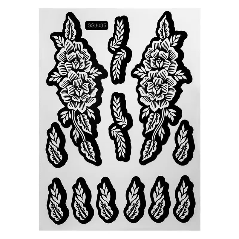 Flower Henna Tattoo Schablone – Hand & Körper Schablone für Frauen | Ideal für Festivals, Hochzeiten & Körperkunst