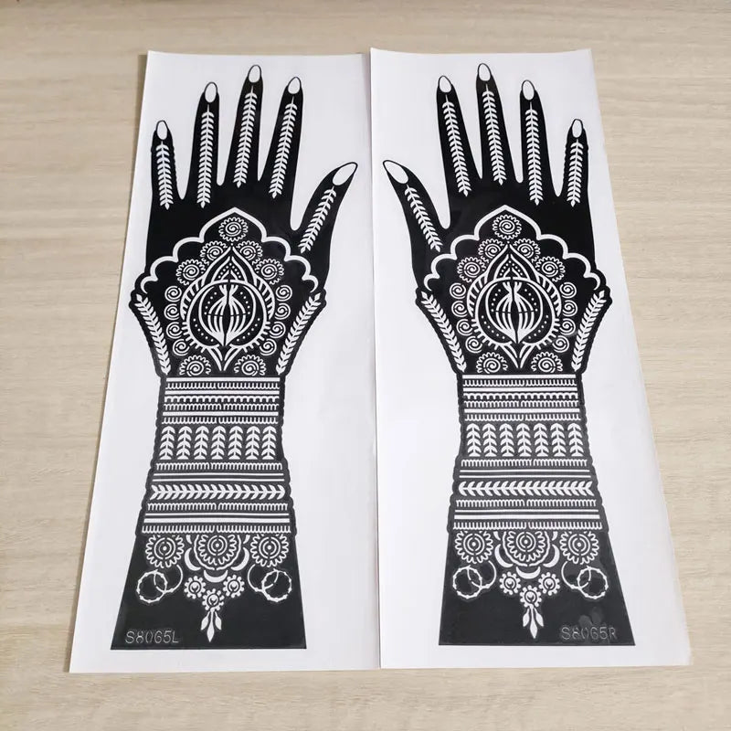 2pcs Henna Tattoo Template Handmade DIY Body Painting Stencil Flower 🖌️ 2er-Set Henna-Schablonen – Blütendesign für stilvolle Körperkunst