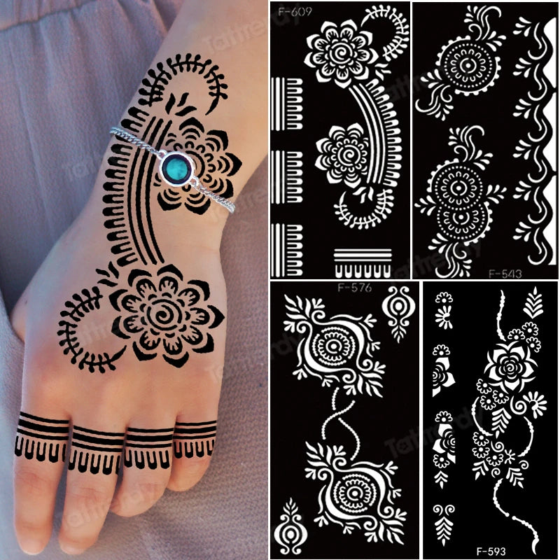 Henna Tattoo Schablone – Wiederverwendbar für temporäre Hand-Tattoos