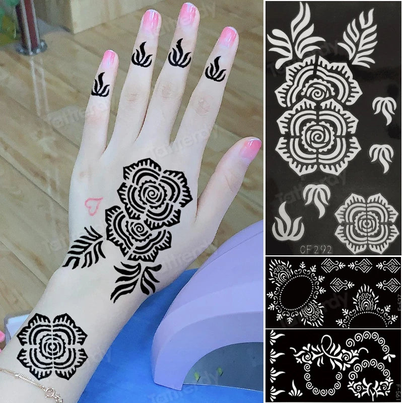 Henna Tattoo Schablone – Wiederverwendbar für temporäre Hand-Tattoos