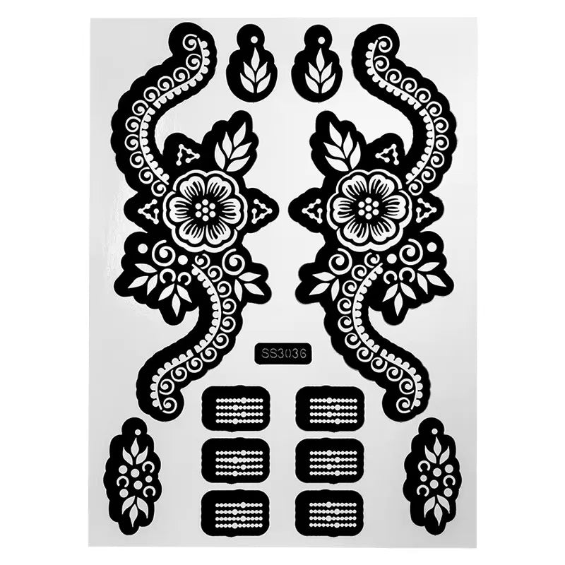 Flower Henna Tattoo Schablone – Hand & Körper Schablone für Frauen | Ideal für Festivals, Hochzeiten & Körperkunst