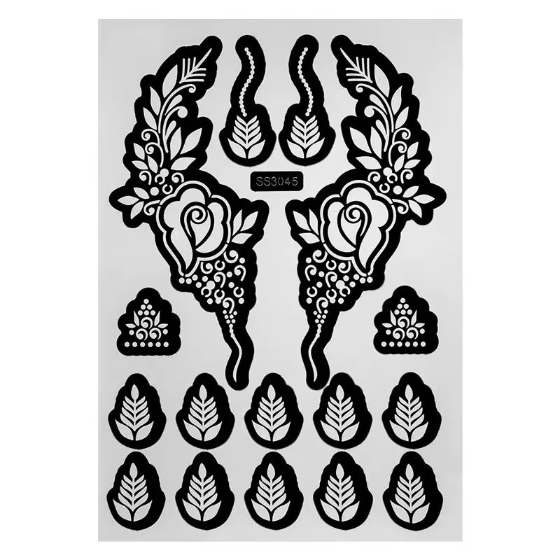 Flower Henna Tattoo Schablone – Hand & Körper Schablone für Frauen | Ideal für Festivals, Hochzeiten & Körperkunst