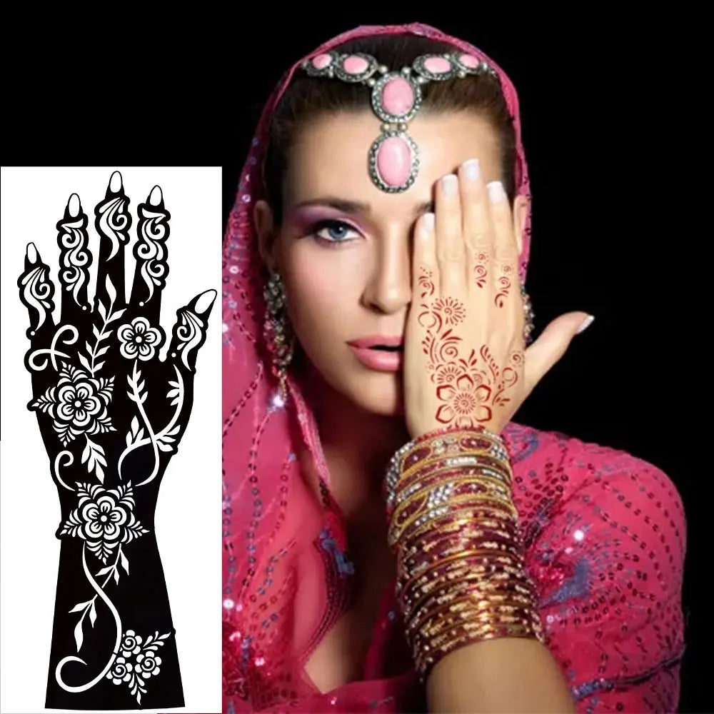 2pcs Henna Tattoo Template Handmade DIY Body Painting Stencil Flower 🖌️ 2er-Set Henna-Schablonen – Blütendesign für stilvolle Körperkunst