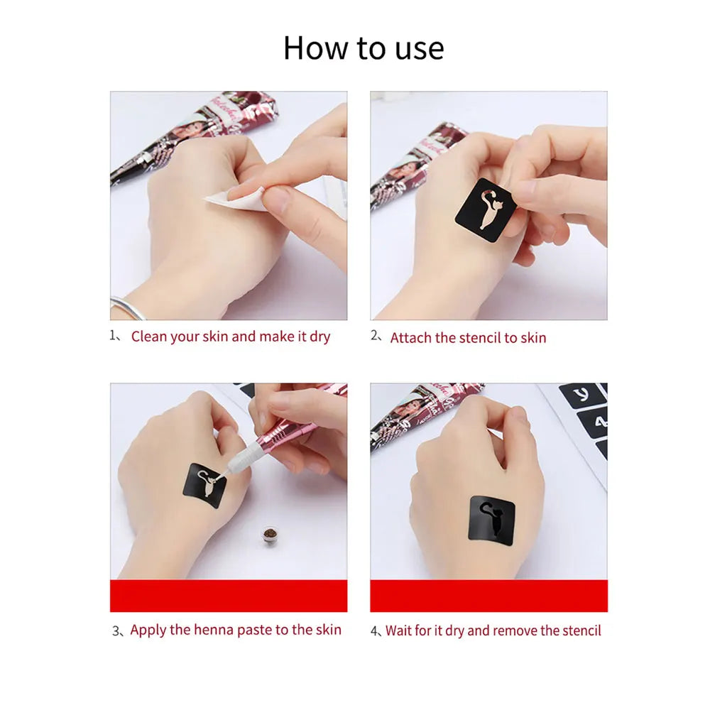 2pcs Henna Tattoo Template Handmade DIY Body Painting Stencil Flower 🖌️ 2er-Set Henna-Schablonen – Blütendesign für stilvolle Körperkunst