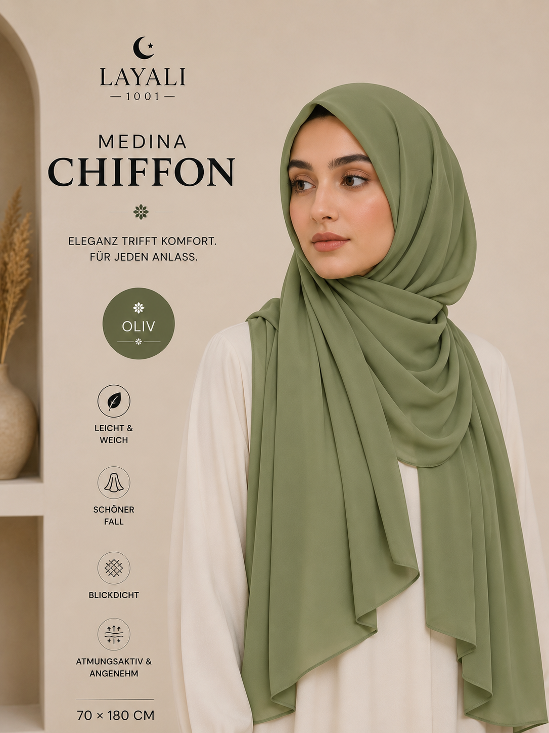✨ Layali Exclusive Collection – Medina Chiffon Hijab | Elegant Lightness for Everyday & Occasions