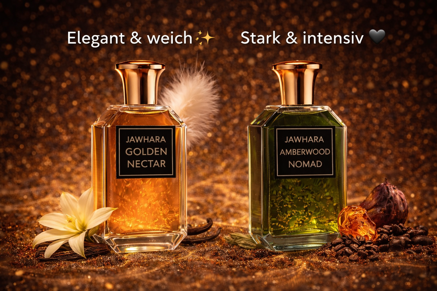 💎 JAWHARA Luxus Parfum 🌙 | Sweet Dates 🌴 Golden Nectar 🍯 Amberwood Nomad 🪵 | 100 ml Unisex Eau de Parfum