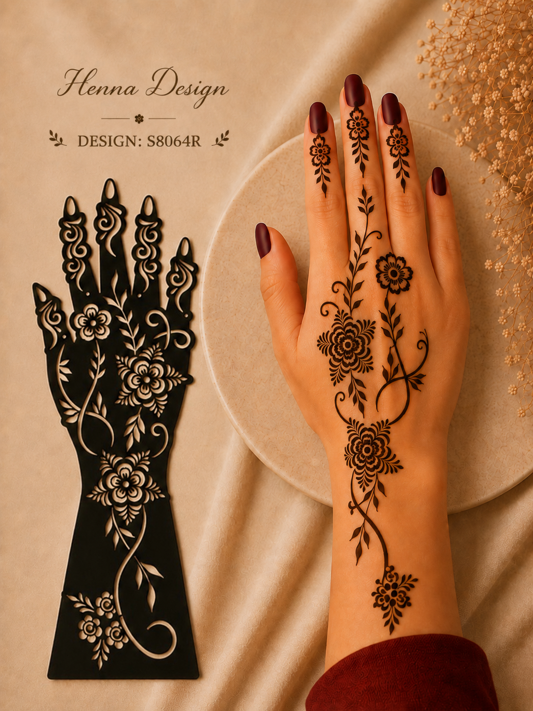 Layali Mehndi Henna Schablonen 1er– 2er Set für Hände & Körper