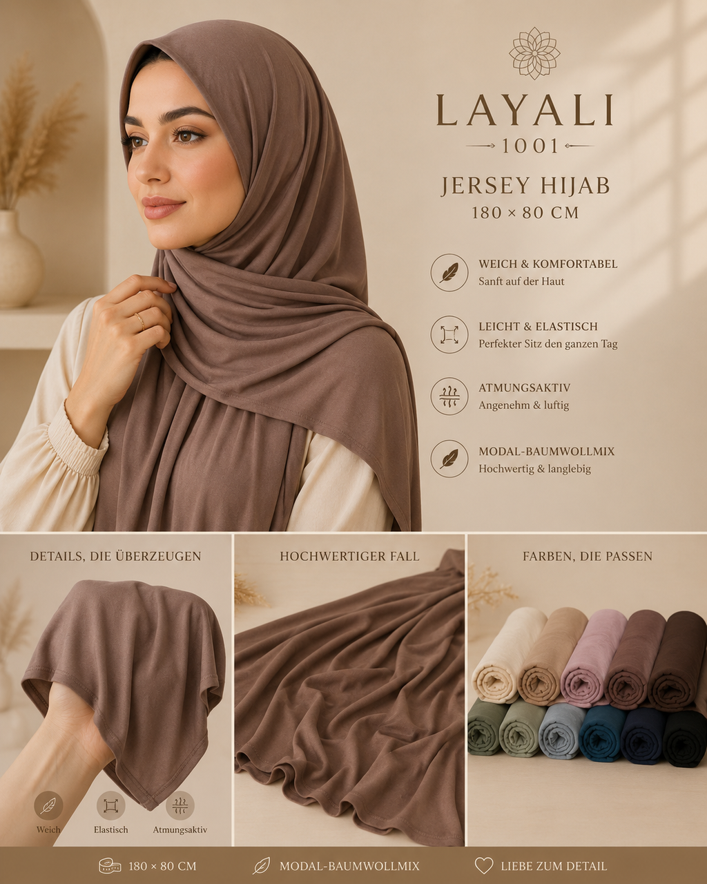 Layali Jersey Hijab – Weich & Komfortabel
