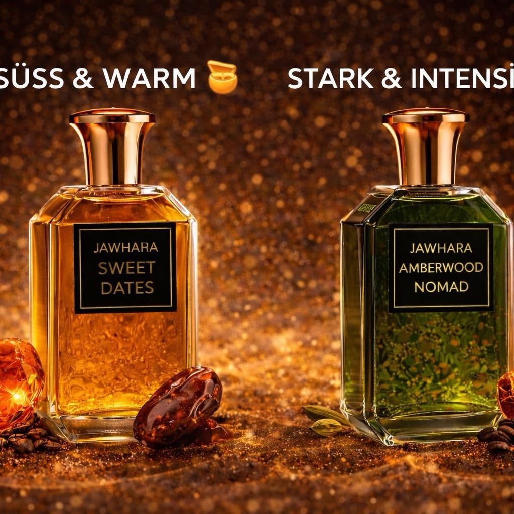 💎 JAWHARA Luxus Parfum 🌙 | Sweet Dates 🌴 Golden Nectar 🍯 Amberwood Nomad 🪵 | 100 ml Unisex Eau de Parfum