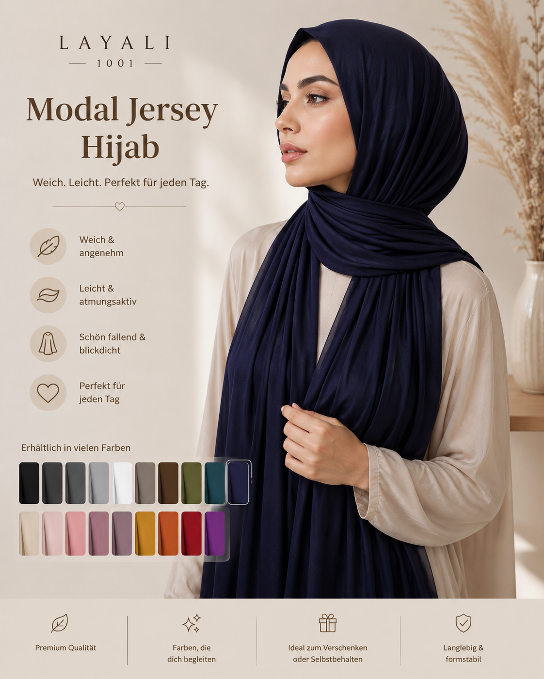 
🧕 Layali – Modal Jersey Hijab: Your Everyday Essential in Soft Quality quality