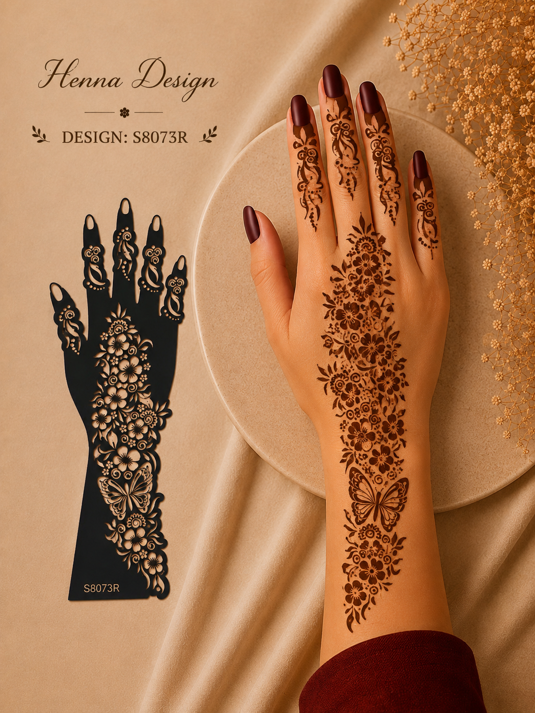 Layali Mehndi Henna Schablonen 1er– 2er Set für Hände & Körper