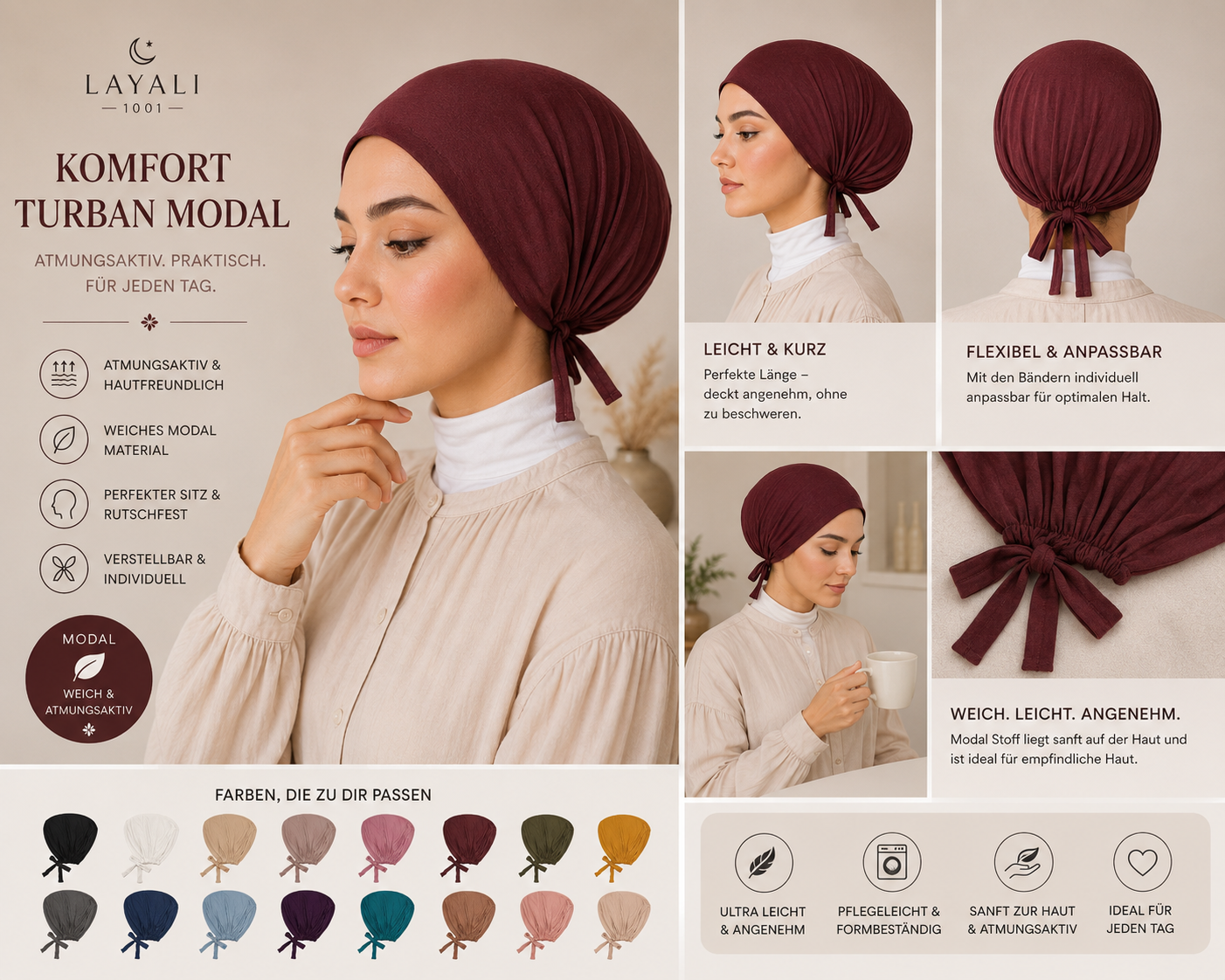 Layali Modal Turban – Komfortabel & Atmungsaktiv